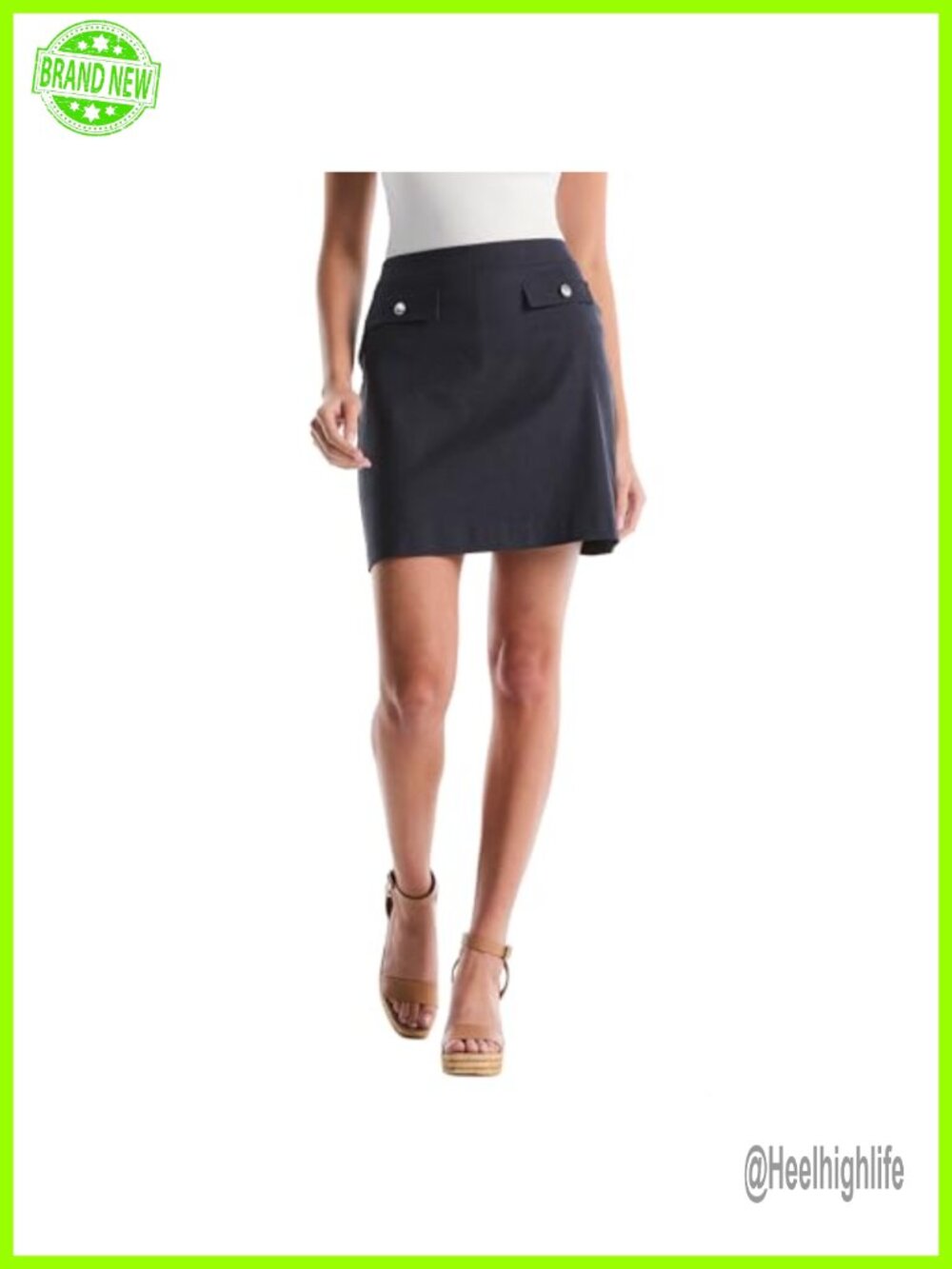 Stretch Pull-On Skort with Flap Pockets and Built-in Mesh Shorts